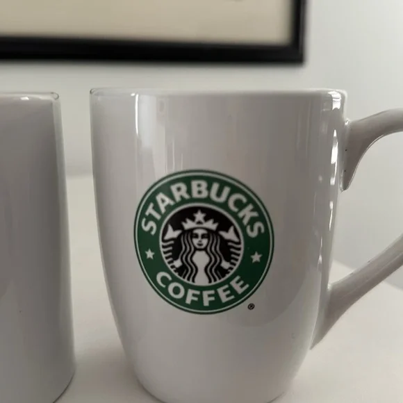 Pair Starbucks Basic White with Green and Black Siren Logo on Two Sides 2008 - Picture 3 of 9